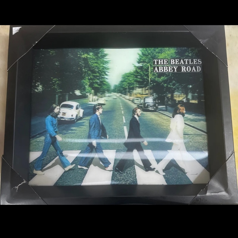 The Beatles Abbey Road Lenticular 3D Picture Photo Framed Black 11 1/4" x 9 1/4"